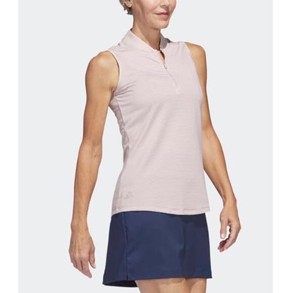 adidas Women's Wonder Taupe Two Color Ottoman Polo Shirt Size XL - Picture 3 of 7